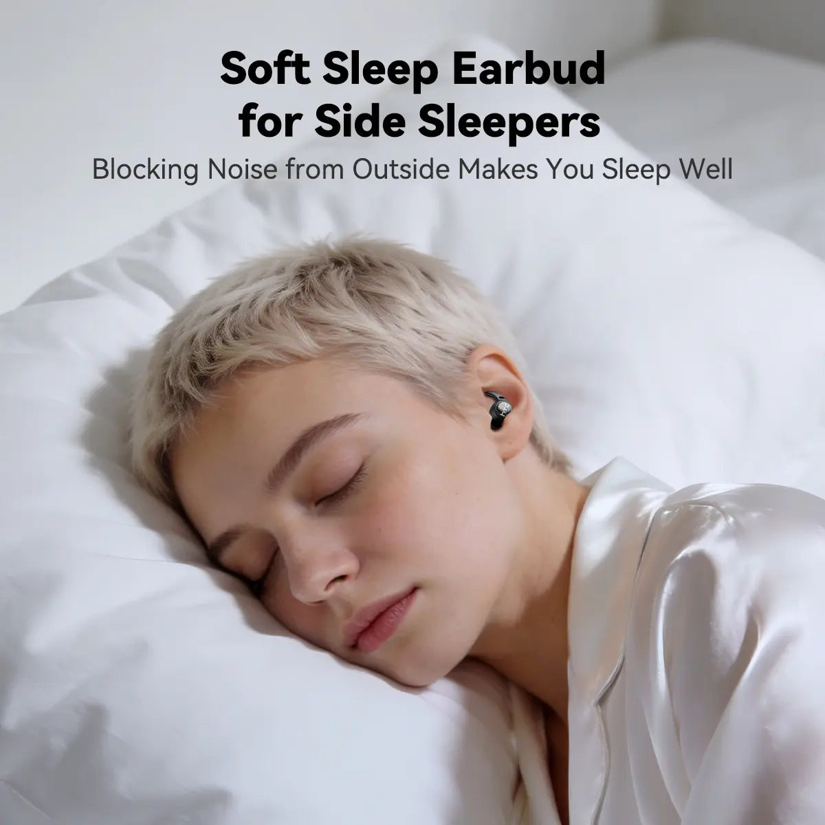 HTC NE76 Bluetooth6.0Wireless Sleep Headphones Feature Bass Noise Reduction.Improve Sleep Quality with an Lnvisible Flat Earbud Design,Providing Zero Pressure on Both Ears When Sleeping on the Side.Ideal for Travelers,Side Sleepers,And Those with Insomnia