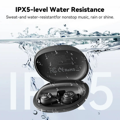 HTC NE76 Bluetooth6.0Wireless Sleep Headphones Feature Bass Noise Reduction.Improve Sleep Quality with an Lnvisible Flat Earbud Design,Providing Zero Pressure on Both Ears When Sleeping on the Side.Ideal for Travelers,Side Sleepers,And Those with Insomnia